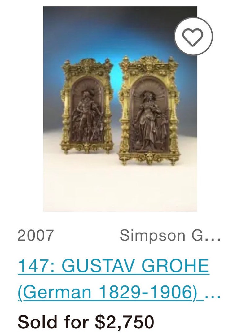 Antique Gustav Grohe Gilt Bronze Plaque German Pikeman 19thC Renaissance Revival image 10