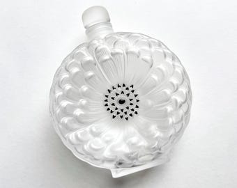 Vintage Lalique Glass Medium Dahlia Perfume Bottle, Art Deco Rene Lalique Design
