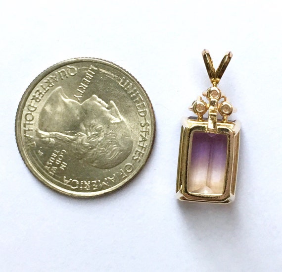 Large 14K Yellow Gold Emerald Cut Ametrine Amethy… - image 9