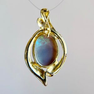 Large Vintage 18K 750 Yellow Gold Opal & Diamond Freeform Enhancer Pendant 5.3g image 9