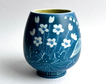 Rare Hertha Bengtson Rorstrand Studio Pottery Floral Vase, Vintage 1950s Sweden