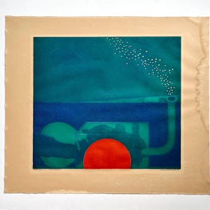 Sergio Gonzalez-Tornero Artist Proof Modernist Intaglio Print Winter Landscape