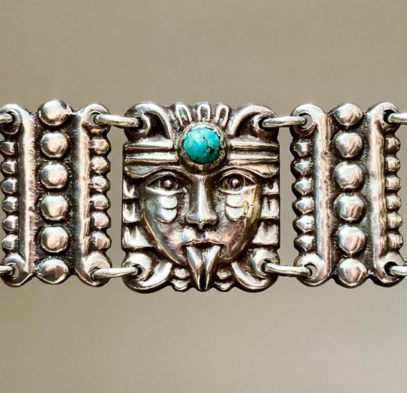 Antique Mexican Art Deco Sterling Silver Bracelet… - image 1