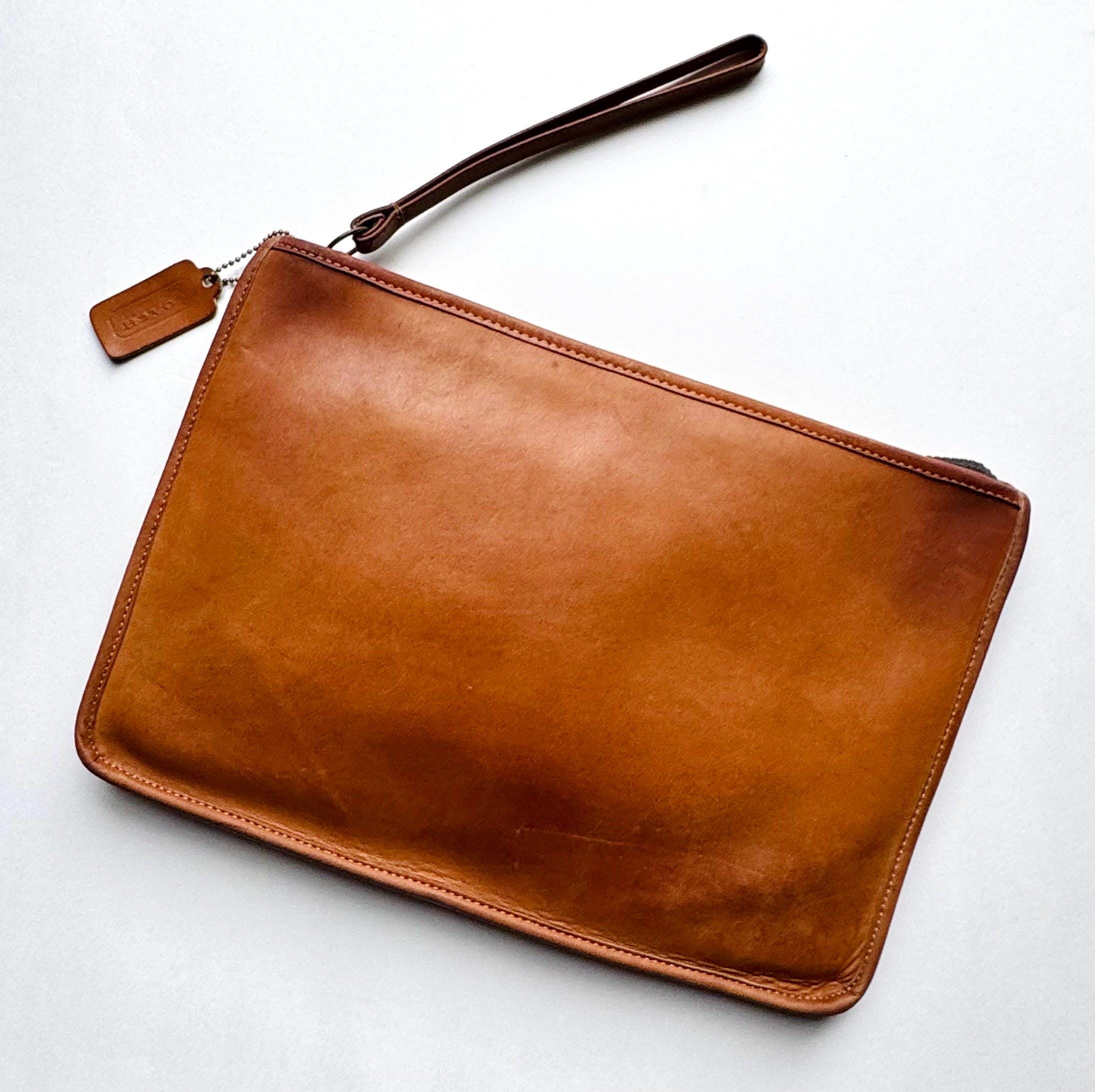 Vintage Coach 9555 Large Slim Clutch Bag British Tan Glued in Tag 