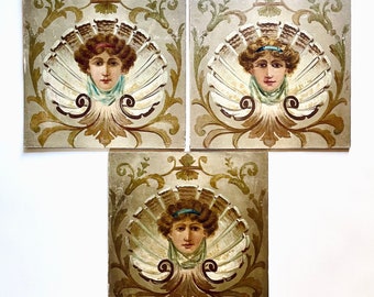 Set of 3 Victorian Neoclassical Venus Architectural Panel Paintings 18.75” AS IS