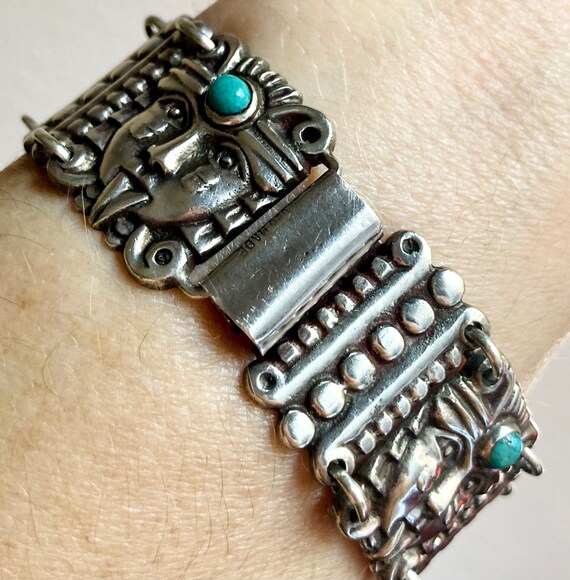 Antique Mexican Art Deco Sterling Silver Bracelet… - image 7