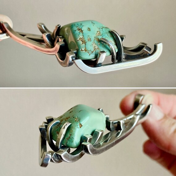 Cool Modernist Sterling Silver & Turquoise ? Pend… - image 8