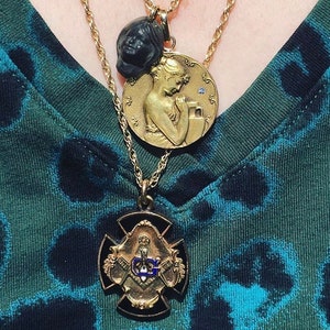 Antique Gold Filled Onyx & Enamel Masonic Cross Fob Pendant, Victorian Edwardian image 8