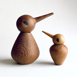 Pair of Early Kristian Vedel Torben Orskov Oak Wood Bird Figurines w/ Label 1959