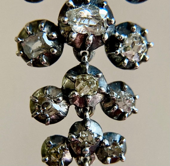 Large Antique Silver Diamond Grape Cluster Pendan… - image 4