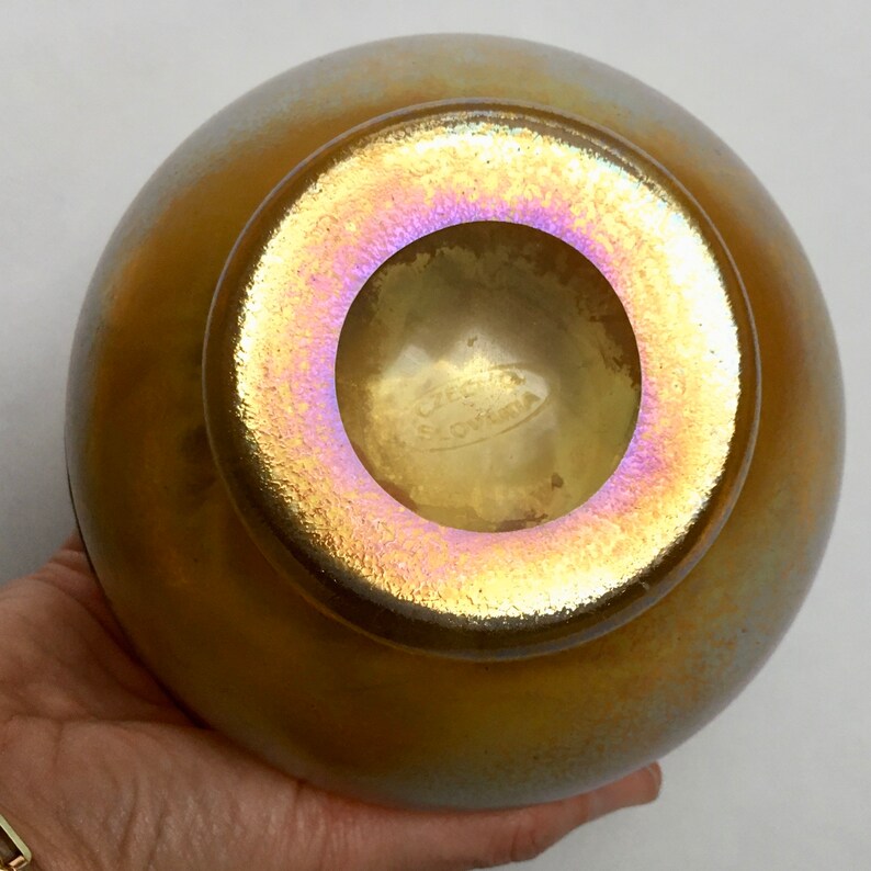 Antique Loetz Candia Silberiris Vase Bowl 1900 Bohemian Art Nouveau Jugendstil
