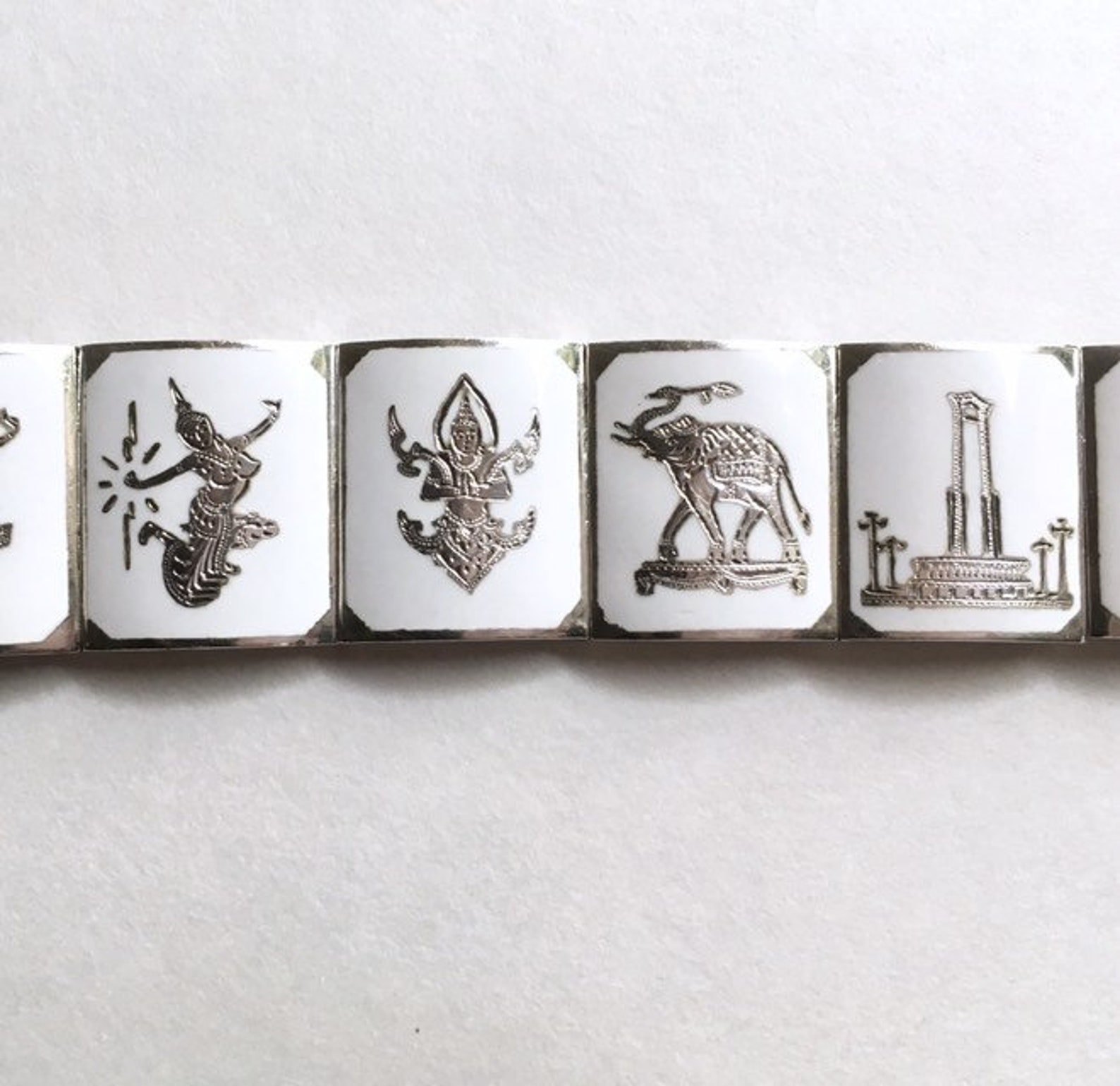 Vintage Siam Thai Sterling Silver White Enamel Panel Souvenir - Etsy