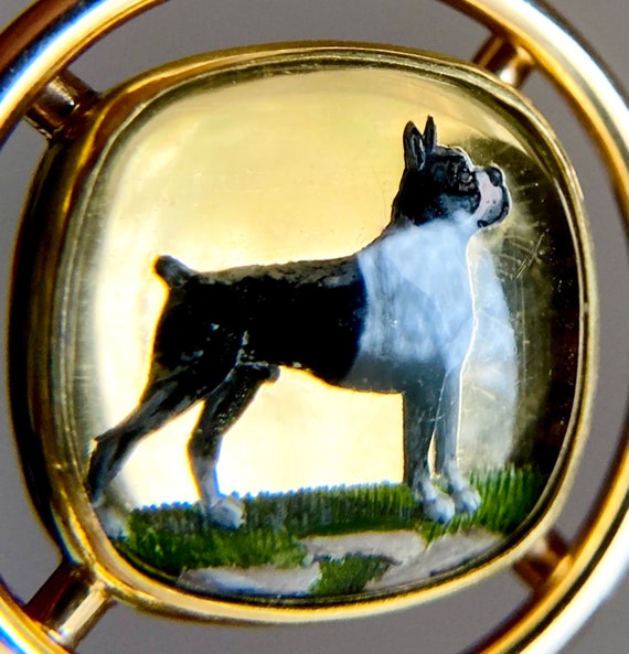 Antique Victorian 14K Gold Essex Crystal Dog Pend… - image 3