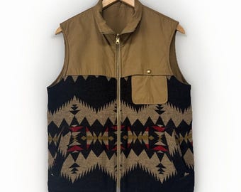 Pendleton Reversible Aztec Blanket Vest - Size Small - Wool / Cotton Geometric