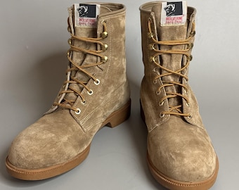Vtg 1986 Wolverine Steel Toe Work Boots 9.5 EEE Wide Tan Suede ANSI PT83 Korea