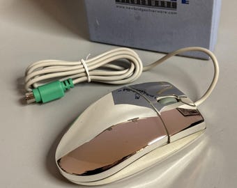 Vtg Newbridge Silverware Chrome Silver Metal Wired PS/2 Trackball Mouse TESTED