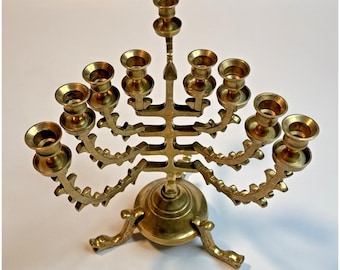 Rosenthal Judaica Collection Brass Articulated Menorah Candle Hanukkah READ