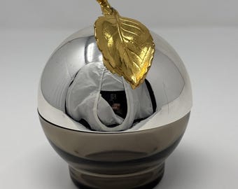 Vtg MCM Reichhart Davco Apple Sugar Bowl Smokey Glass & Metal