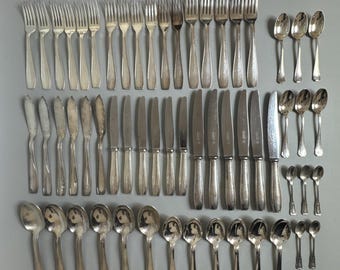 Vtg Christofle Atlas Silver Plated Cutlery Flatware Set - 58 Pieces - READ