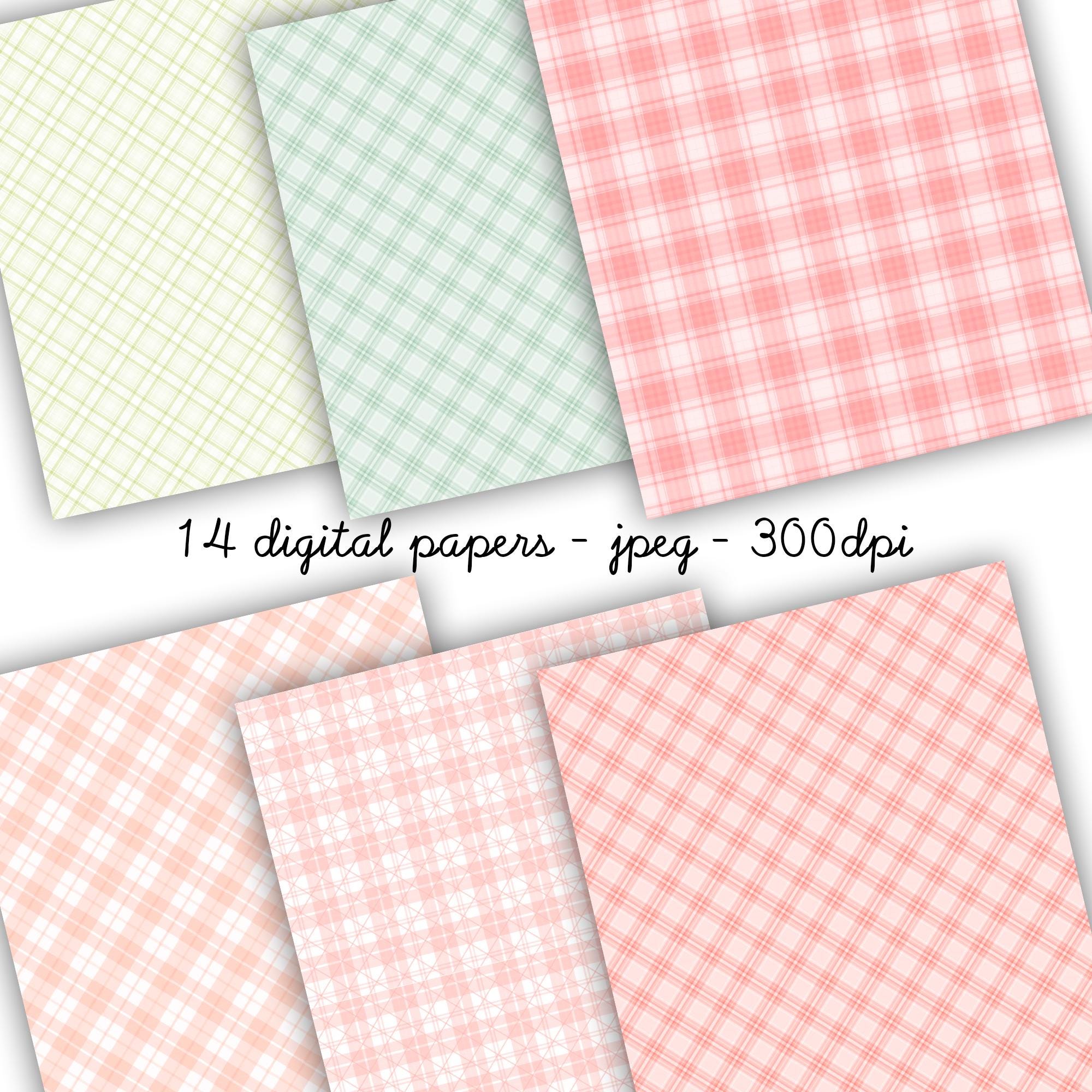 Pastel Gingham Digital Paper - Seamless Plaid Scrapbook Backgrounds for ...