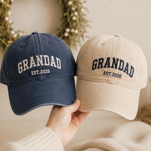 Personalized Grandpa Hat, Embroidered Est Year Cap, New Grandpa Gift, Pregnancy Announcement, Grandad Birthday Gift