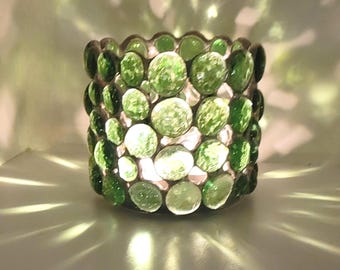 Green Stained Glass Candle Holder Votive