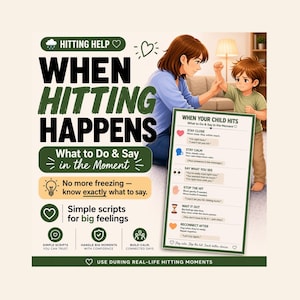 Toddler Hitting Script - What to Say When Your Child Hits | Gentle Parenting Printable