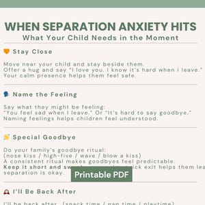 Kleinkind Trennungsangst Skript | Kita-Abgabehilfe | Sanfte Elternschaft Printable | Sofort Download