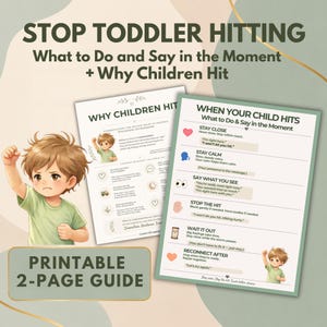 Stop met slaan door peuters: wat te zeggen en te doen op het moment zelf en waarom kinderen slaan | Ouderhandleiding van 2 pagina's | Digitale download