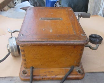 antique wooden phone