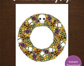 PRINTABLE COLORING PAGE "Halloween Candy Wreath" - Digital Instant Download - Hand Drawn - Line Art - Pdf Png - 8.5x11 Size
