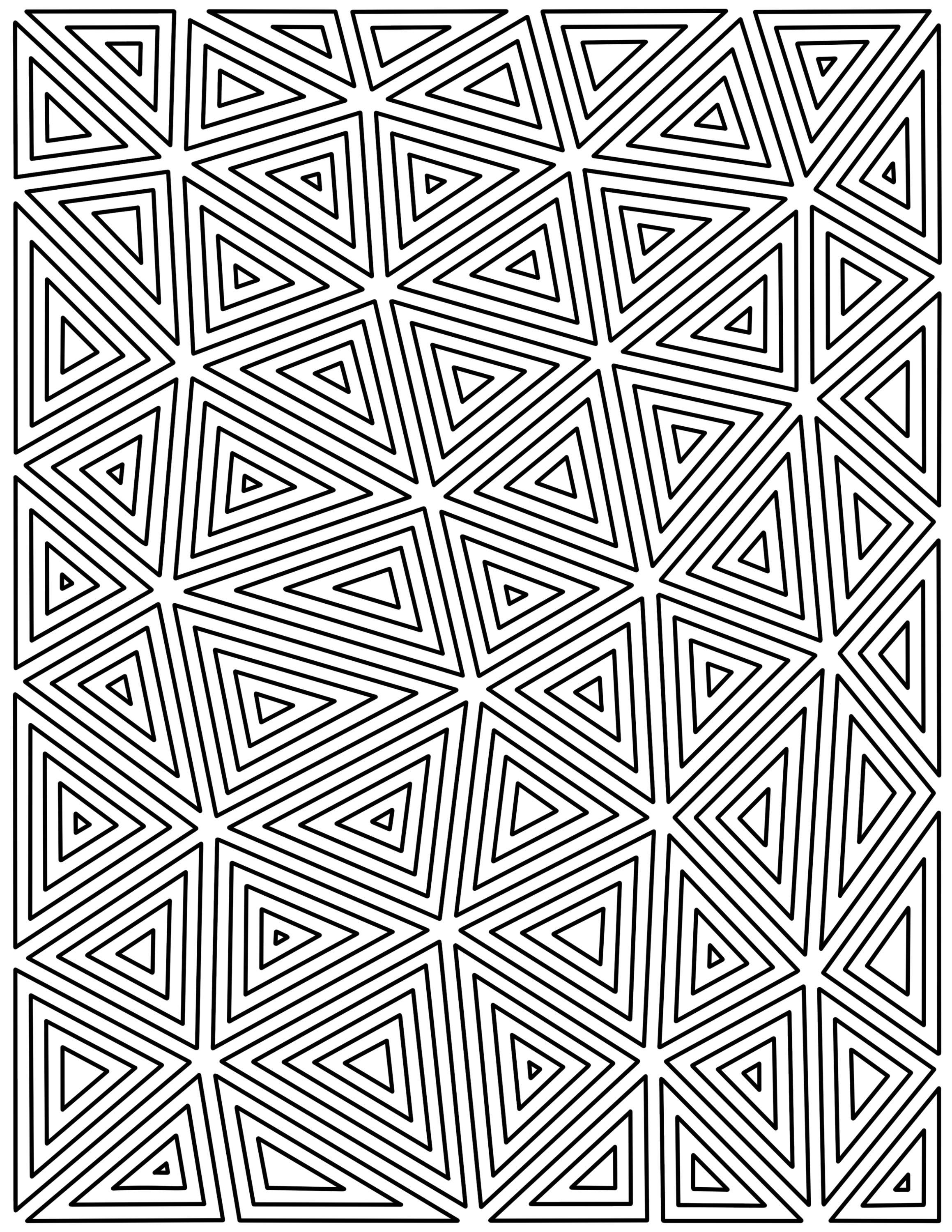 Geometric Triangles Coloring Page | Abstract Adult Stress Relief ...
