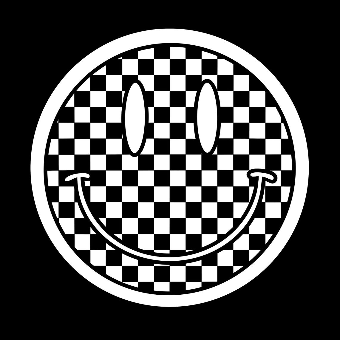 Smiley Face - Checkered, Black and White - Etsy