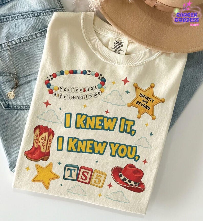 Retro Toy Story Gang I Knew It I Knew You Girly Shirt, Western Cowboy Graphic Shirt, Trendy Toy Story 5 Tee, You've Got A Friend In Me Shirt image 1
