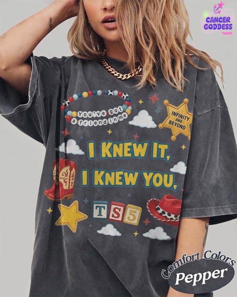 Retro Toy Story Gang I Knew It I Knew You Girly Shirt, Western Cowboy Graphic Shirt, Trendy Toy Story 5 Tee, You've Got A Friend In Me Shirt image 2