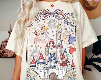 Camiseta del 250.º aniversario de Disney, camiseta retro de Disneyland conmemorativa del 250.º aniversario de Estados Unidos, Día de la Independencia, 4 de julio, patriótica para mujer