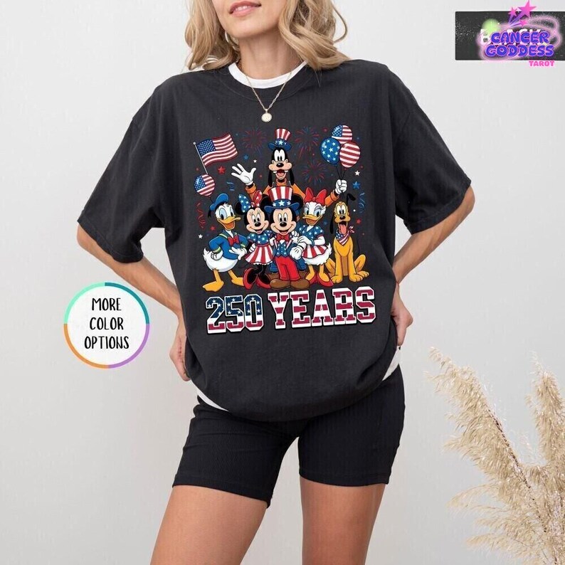 Comfort Colors Retro Disneyland 4th of July 250 Years Shirt, Mickey Minnie Patriotic 1776-2026 Tee, Disneyland 250th Anniversary T-Shirt image 7