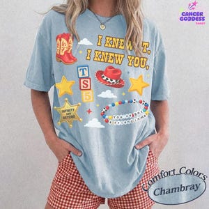 Camiseta vintage "Lo sabía, te conocía" de Comfort Colors, camiseta de amistad de Toy Story 5, Jessie Cowgirl, camiseta de botas de vaquera, Western Coquette imagen 3