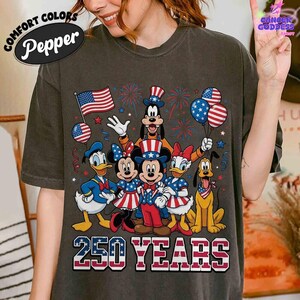 Comfort Colors Retro Disneyland 4th of July 250 Years Shirt, Mickey Minnie Patriotic 1776-2026 Tee, Disneyland 250th Anniversary T-Shirt image 4