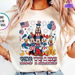 Comfort Colors Retro Disneyland 4th of July 250 Years Shirt, Mickey Minnie Patriotic 1776-2026 Tee, Disneyland 250th Anniversary T-Shirt image 8
