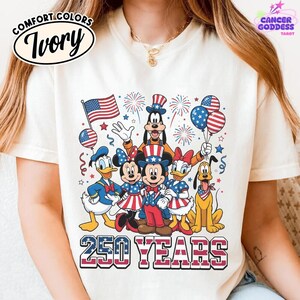 Comfort Colors Retro Disneyland 4th of July 250 Years Shirt, Mickey Minnie Patriotic 1776-2026 Tee, Disneyland 250th Anniversary T-Shirt image 3