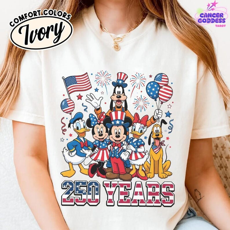 Comfort Colors Retro Disneyland 4th of July 250 Years Shirt, Mickey Minnie Patriotic 1776-2026 Tee, Disneyland 250th Anniversary T-Shirt image 3