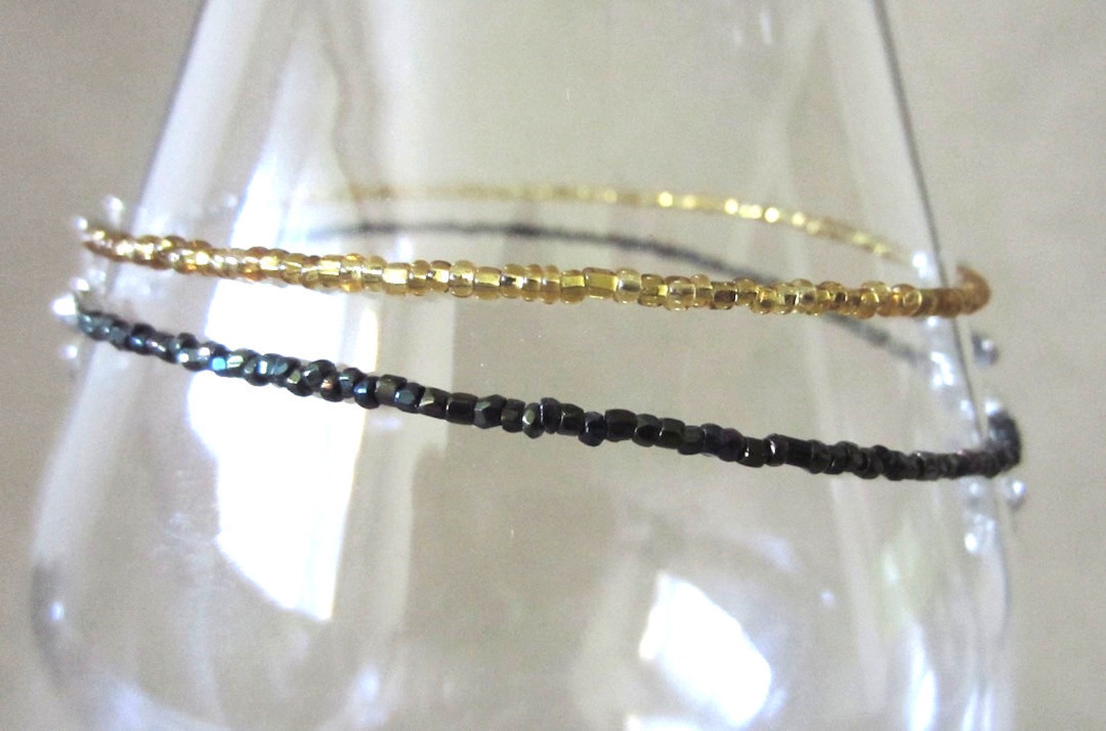 Gold or Black Beaded Ankle Bracelet Glass Bead Anklet Etsy