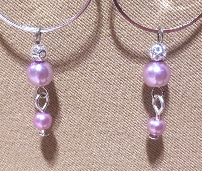 Bright Beaded Thin Silver Hoops Silver Hoop Earrings Silver Hoops wPearl Dangles Thin Medium Silver Hoops wColorful Glass Pearl Dangles