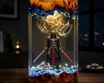 Space Inspired Resin Lamp with Powerful Dark Knight Theme, Gaming Desk Decor, Fathers Day Gift for Movie Lovers