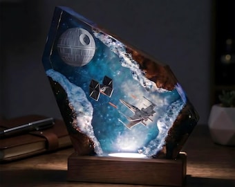 Spaceship Resin Lamp, Galaxy Room Decor, Futuristic Desk Light, Fan Inspired Gift, Unique Gift Idea for Him, Christmas Gift