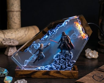 Dark Space Warrior Resin Lamp, Galactic Conflict Between Rebel Forces and Imperial Armada, Fantasy Stars Decor Gift