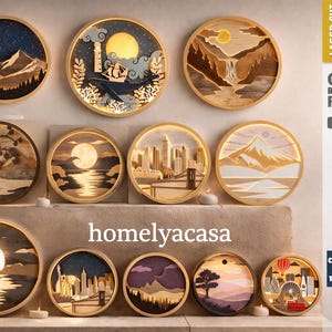 Arte de pared en capas 3D cortado con láser / Archivos SVG de decoración moderna de madera para el hogar