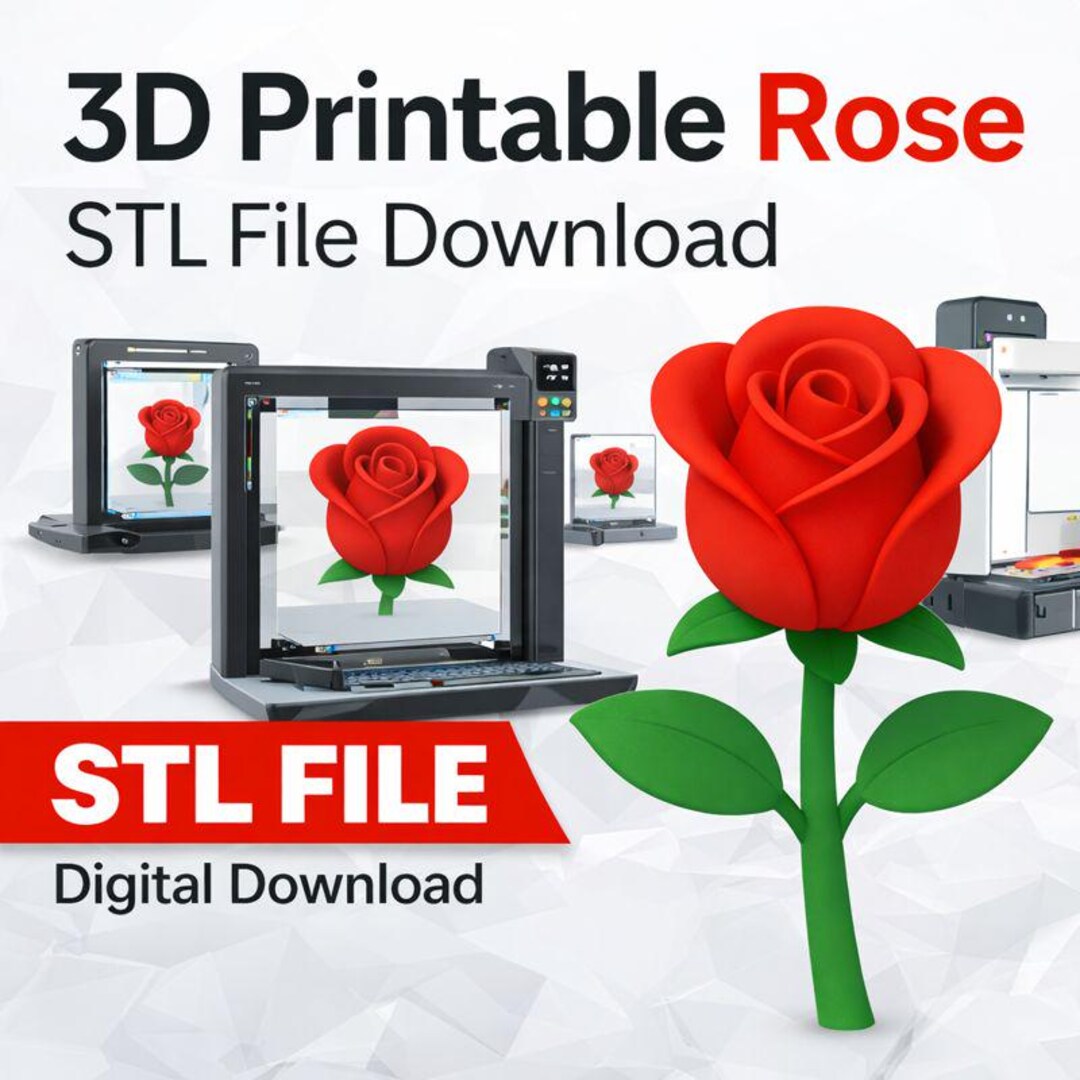3D Printable Rose STL File | Valentine's Day Gift (instant Download) - Etsy