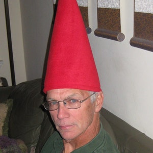 RED GNOME HAT Wirt 15&quot; Tall Stands on Their Own Assorted Colors Fleece Adult and Child sizes